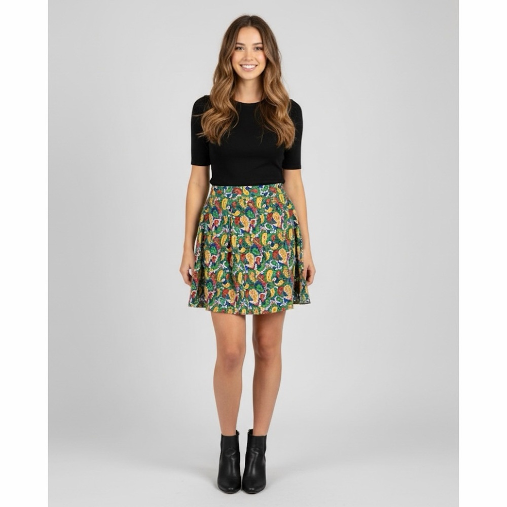 Nordstrom | Freedberg VTG Pleated Paisley Retro Chic Silky Mini Skirt